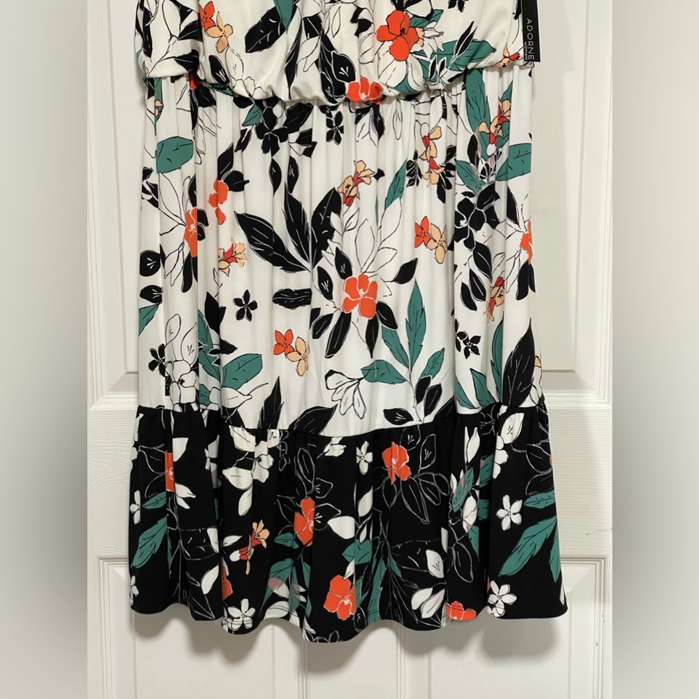 Floral Midi Dress in Black and White - Picture 6 of 15